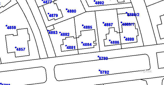 Parcela st. 4884 v KÚ Záběhlice, Katastrální mapa