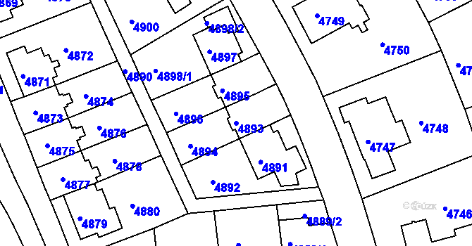 Parcela st. 4893 v KÚ Záběhlice, Katastrální mapa