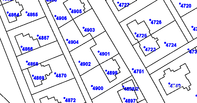 Parcela st. 4901 v KÚ Záběhlice, Katastrální mapa