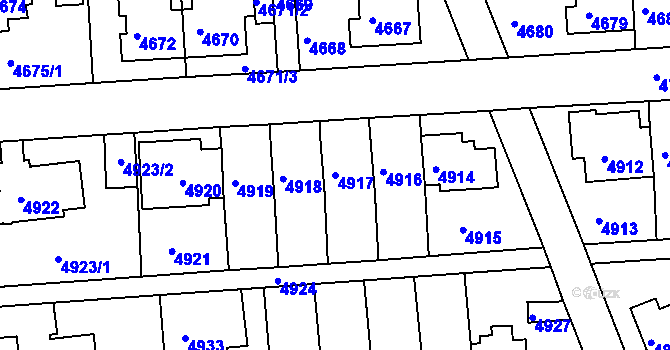 Parcela st. 4917 v KÚ Záběhlice, Katastrální mapa