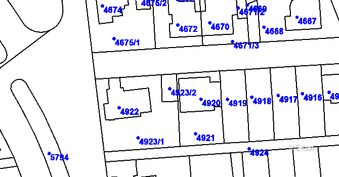 Parcela st. 4923/2 v KÚ Záběhlice, Katastrální mapa