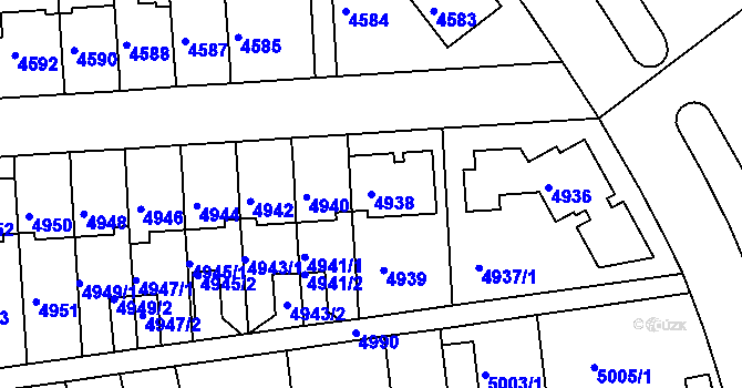 Parcela st. 4938 v KÚ Záběhlice, Katastrální mapa