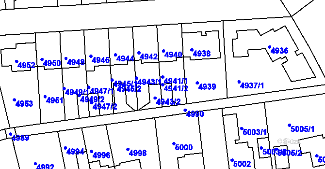 Parcela st. 4941/2 v KÚ Záběhlice, Katastrální mapa