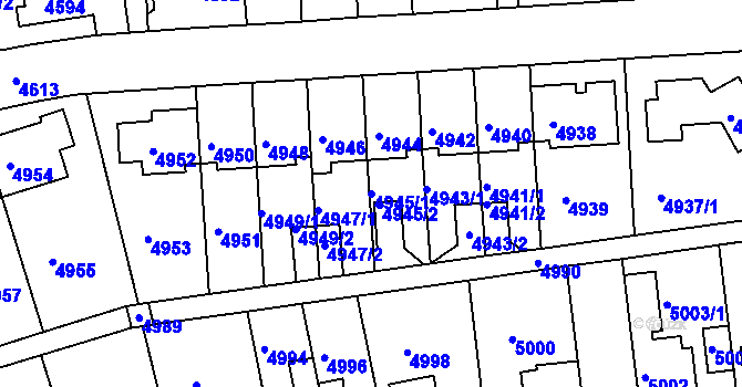 Parcela st. 4945/1 v KÚ Záběhlice, Katastrální mapa