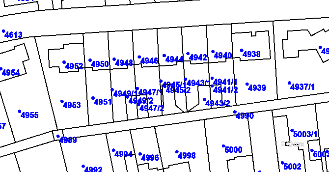 Parcela st. 4945/2 v KÚ Záběhlice, Katastrální mapa