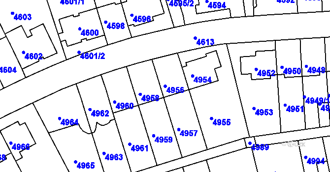 Parcela st. 4956 v KÚ Záběhlice, Katastrální mapa