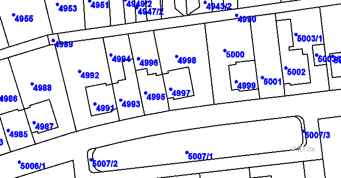 Parcela st. 4997 v KÚ Záběhlice, Katastrální mapa