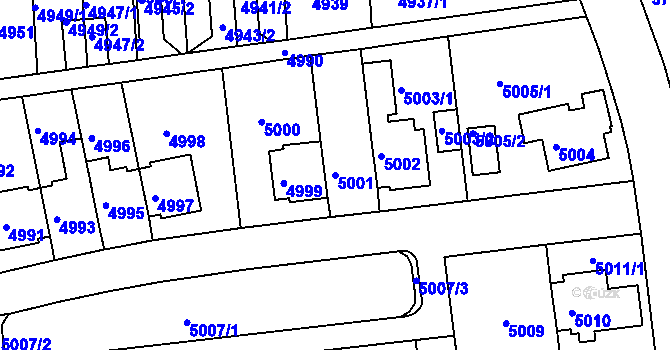Parcela st. 5001 v KÚ Záběhlice, Katastrální mapa