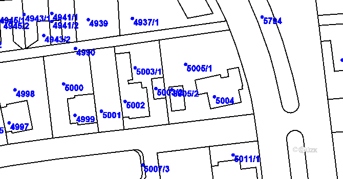 Parcela st. 5005/2 v KÚ Záběhlice, Katastrální mapa