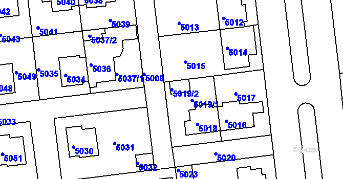 Parcela st. 5019/2 v KÚ Záběhlice, Katastrální mapa