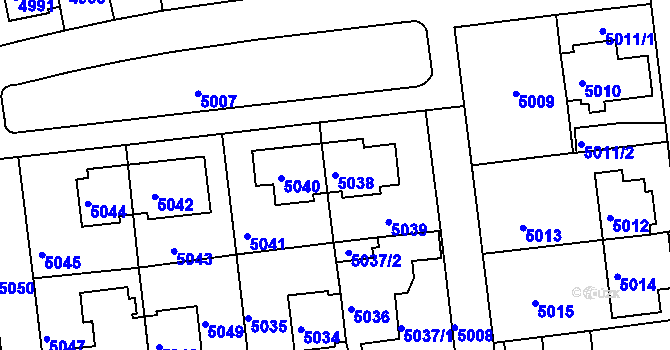 Parcela st. 5038 v KÚ Záběhlice, Katastrální mapa