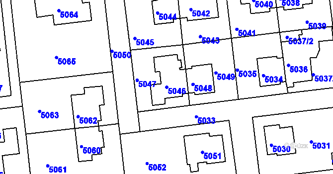 Parcela st. 5046 v KÚ Záběhlice, Katastrální mapa