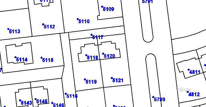 Parcela st. 5120 v KÚ Záběhlice, Katastrální mapa