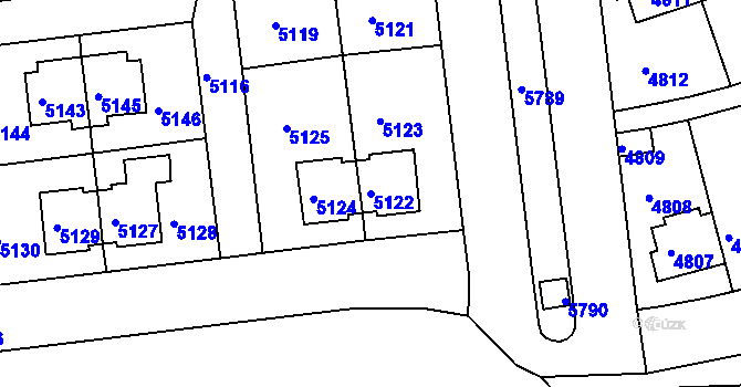 Parcela st. 5122 v KÚ Záběhlice, Katastrální mapa