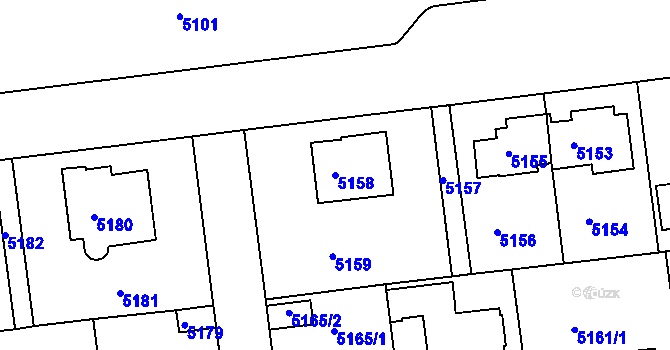 Parcela st. 5158 v KÚ Záběhlice, Katastrální mapa