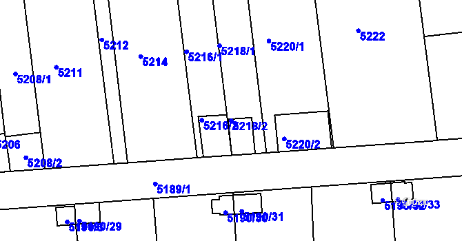 Parcela st. 5218/2 v KÚ Záběhlice, Katastrální mapa