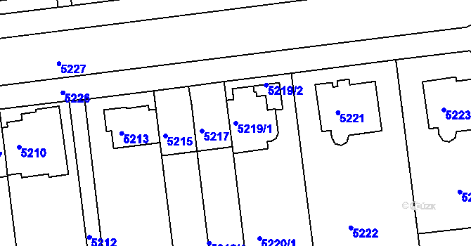 Parcela st. 5219/1 v KÚ Záběhlice, Katastrální mapa