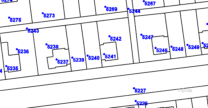 Parcela st. 5241 v KÚ Záběhlice, Katastrální mapa