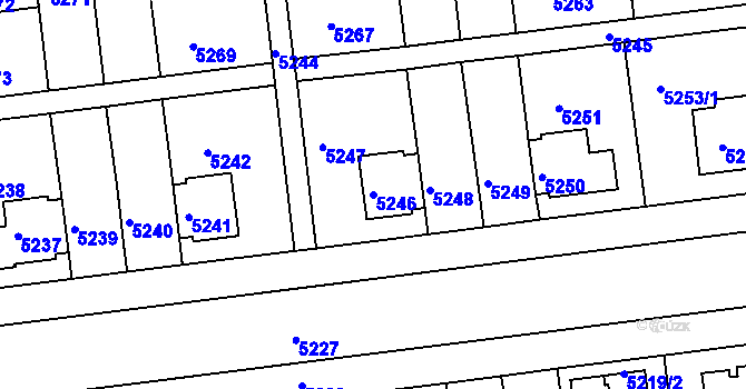 Parcela st. 5246 v KÚ Záběhlice, Katastrální mapa