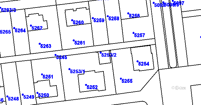 Parcela st. 5253/2 v KÚ Záběhlice, Katastrální mapa