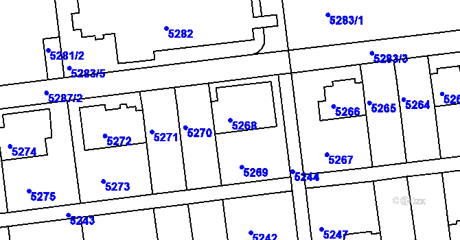 Parcela st. 5268 v KÚ Záběhlice, Katastrální mapa