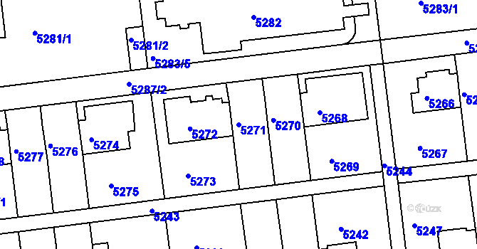 Parcela st. 5271 v KÚ Záběhlice, Katastrální mapa