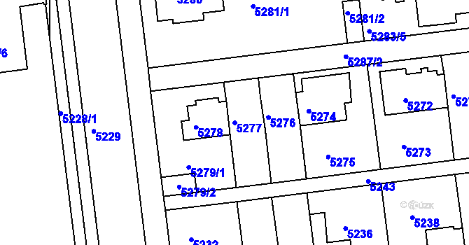 Parcela st. 5277 v KÚ Záběhlice, Katastrální mapa