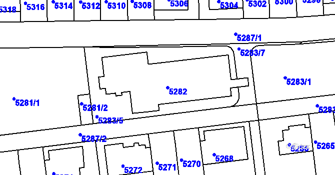 Parcela st. 5282 v KÚ Záběhlice, Katastrální mapa