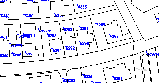 Parcela st. 5290 v KÚ Záběhlice, Katastrální mapa