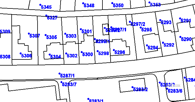 Parcela st. 5298 v KÚ Záběhlice, Katastrální mapa