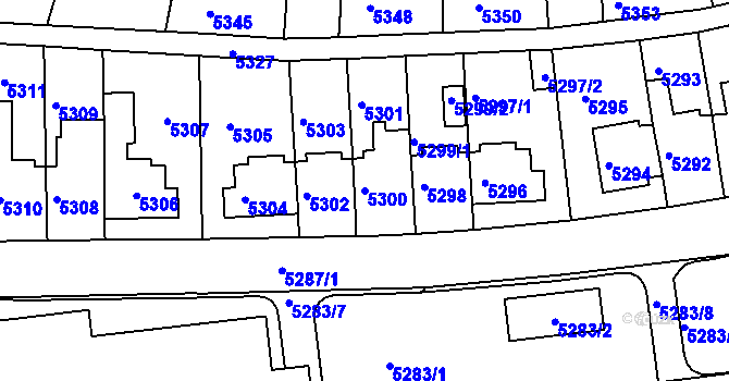 Parcela st. 5300 v KÚ Záběhlice, Katastrální mapa