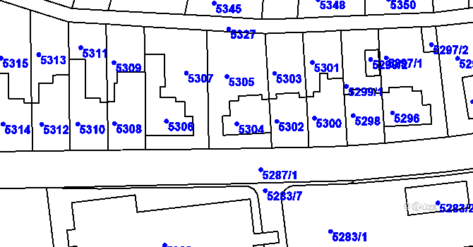 Parcela st. 5304 v KÚ Záběhlice, Katastrální mapa