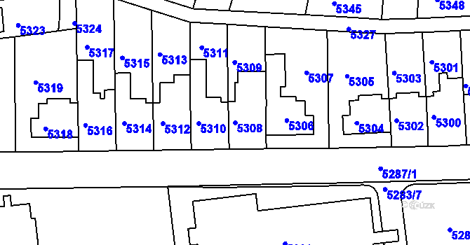 Parcela st. 5308 v KÚ Záběhlice, Katastrální mapa
