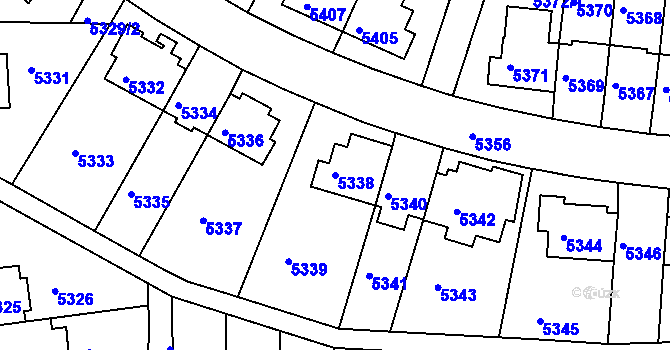 Parcela st. 5338 v KÚ Záběhlice, Katastrální mapa