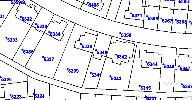 Parcela st. 5340 v KÚ Záběhlice, Katastrální mapa