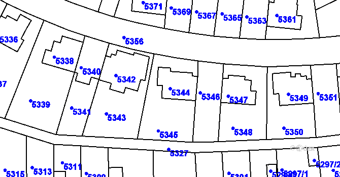 Parcela st. 5344 v KÚ Záběhlice, Katastrální mapa