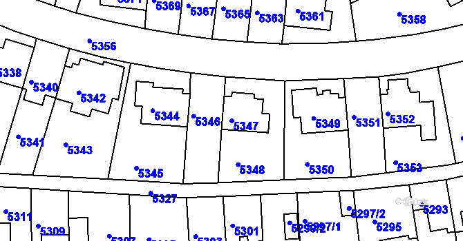 Parcela st. 5347 v KÚ Záběhlice, Katastrální mapa