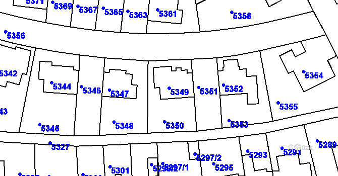 Parcela st. 5349 v KÚ Záběhlice, Katastrální mapa