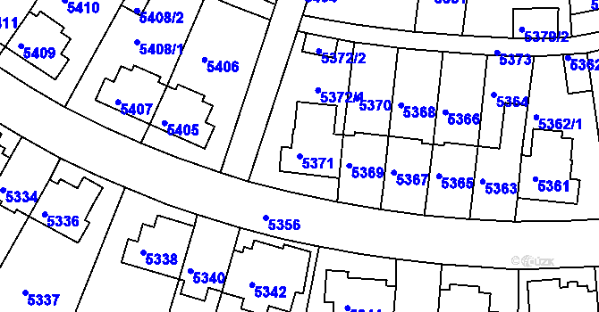 Parcela st. 5371 v KÚ Záběhlice, Katastrální mapa