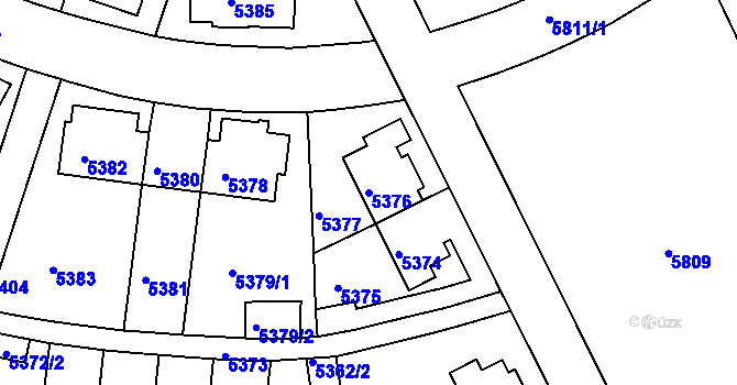 Parcela st. 5376 v KÚ Záběhlice, Katastrální mapa