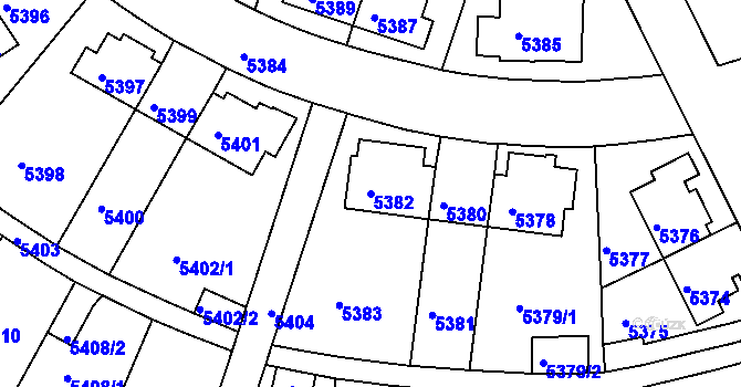 Parcela st. 5382 v KÚ Záběhlice, Katastrální mapa