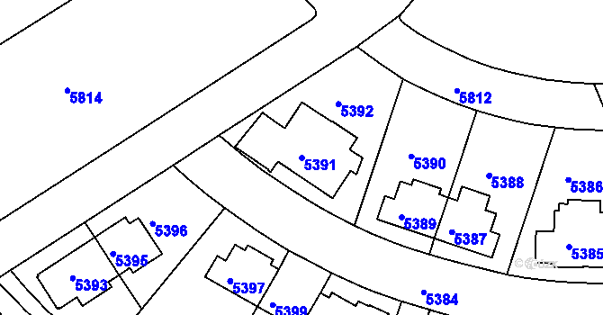 Parcela st. 5391 v KÚ Záběhlice, Katastrální mapa