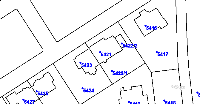 Parcela st. 5421 v KÚ Záběhlice, Katastrální mapa