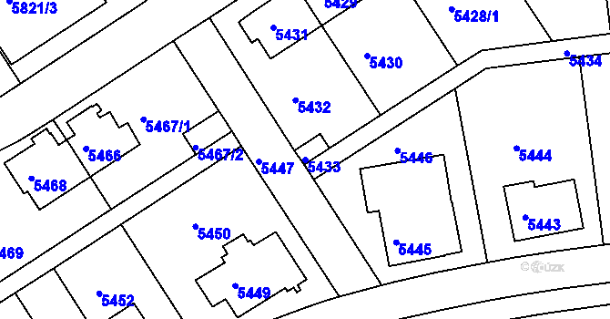 Parcela st. 5433 v KÚ Záběhlice, Katastrální mapa