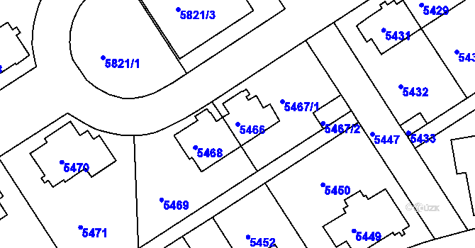Parcela st. 5466 v KÚ Záběhlice, Katastrální mapa