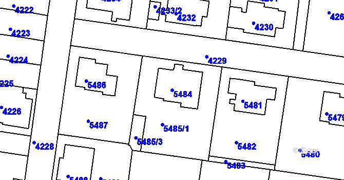 Parcela st. 5484 v KÚ Záběhlice, Katastrální mapa