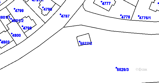 Parcela st. 5527/2 v KÚ Záběhlice, Katastrální mapa
