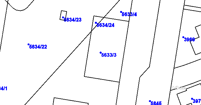 Parcela st. 5633/3 v KÚ Záběhlice, Katastrální mapa