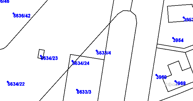 Parcela st. 5633/4 v KÚ Záběhlice, Katastrální mapa