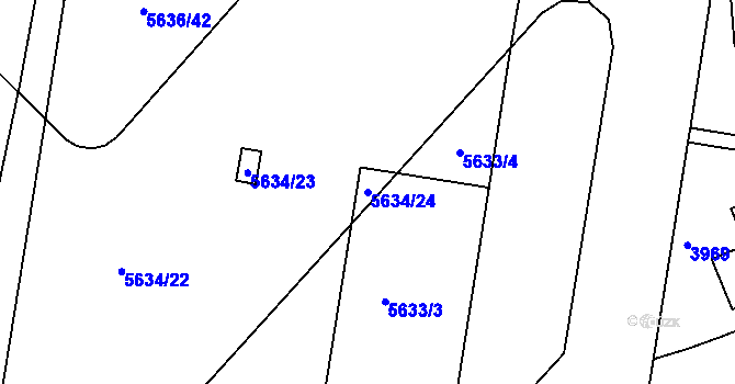 Parcela st. 5634/24 v KÚ Záběhlice, Katastrální mapa